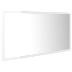 Vidaxl LED kopalniško ogledalo visok sijaj belo 90x8,5x37 cm