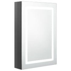 Vidaxl LED kopalniška omarica z ogledalom sijoče siva 50x13x70 cm