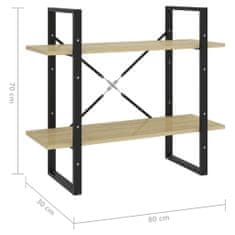 Vidaxl Knjižna omara 2-nadstropna sonoma hrast 80x30x70 cm iverna pl.