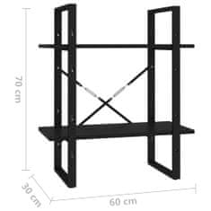 Vidaxl Knjižna omara 2-nadstropna črna 60x30x70 cm iverna plošča