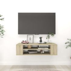 Greatstore Viseča TV omarica sonoma hrast 100x30x26,5 cm iverna plošča