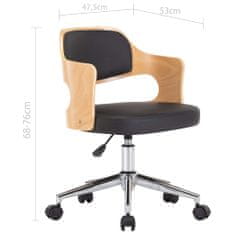 Vidaxl Vrtljiv pisarniški stol črn ukrivljen les in umetno usnje