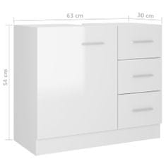 Greatstore Omarica za umivalnik visok sijaj bela 63x30x54 cm iverna plošča