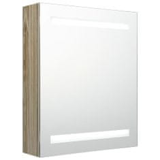 Vidaxl LED kopalniška omarica z ogledalom hrast 50x14x60 cm