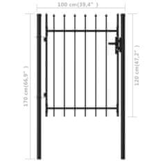Vidaxl Enojna vrata za ograjo koničasta jeklo 1x1,2 m črna