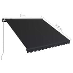 Vidaxl Ročno zložljiva tenda 300x250 cm antracitna