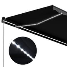 Vidaxl Ročno zložljiva tenda z LED lučmi 300x250 cm antracitna