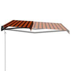 Vidaxl Zložljiva tenda s senzorjem LED 600x300 cm oranžna in rjava