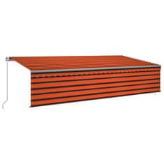 Vidaxl Ročno zvita tenda z zaveso, 6x3 m, oranžna in rjava