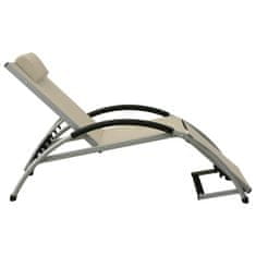 Vidaxl 310530 Sun Lounger with Pillow Textilene Cream