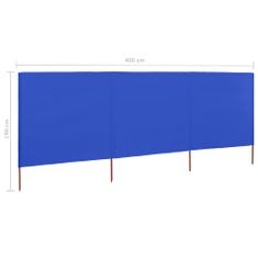 Vidaxl vidaLX 3-panelni vetrobran tkanina 400x160 cm sinje moder