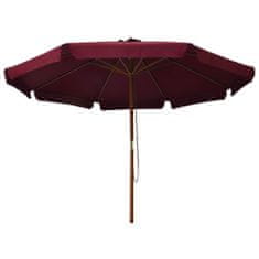 Vidaxl Zunanji senčnik z lesenim drogom 330 cm bordo