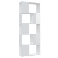 Vidaxl Knjižna omara za razdelitev prostora sijaj bela 60x24x155 cm