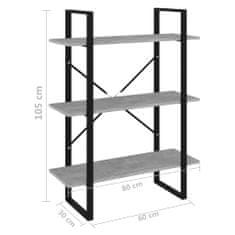 Vidaxl Knjižna omara betonsko siva 80x30x105 cm iverna plošča