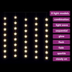 Vidaxl LED zavesa z zvezdicami 200 LED lučk toplo bela 8 funkcij