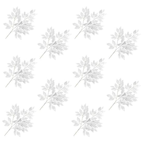 Vidaxl Umetne veje fikusa, 10 kosov, srebrne, 65 cm