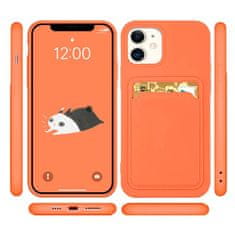 slomart card case silikonska denarnica z režo za kartice dokumenti za iphone 12 pro oranžna