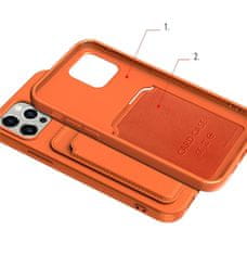 slomart card case silikonska denarnica z režo za kartice dokumenti za iphone 12 pro oranžna