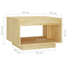 Greatstore Klubska mizica 50x50x33,5 cm trdna borovina