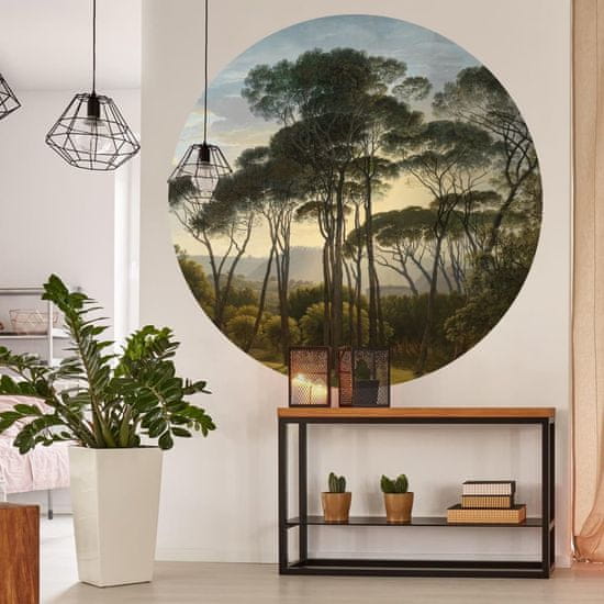 Vidaxl WallArt Okrogla stenska poslikava Umbrella Pines in Italy, 190 cm