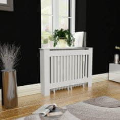 Vidaxl Dekorativen Pokrov/Omarica za Radiator 112 cm MDF Bele Barve