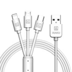 Kaku Univerzalni polnilni kabel 3v1 micro USB + USB-C + lighting 100cm bel