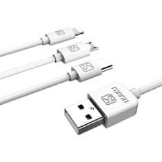 Kaku Univerzalni polnilni kabel 3v1 micro USB + USB-C + lighting 100cm bel