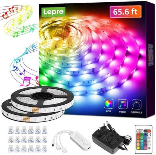 Lepro Set LED trak 20m RGB IP20 – 2x10m glasbeni