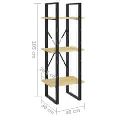 Vidaxl Knjižna omara 3-nadstropna 40x30x105 cm trdna borovina