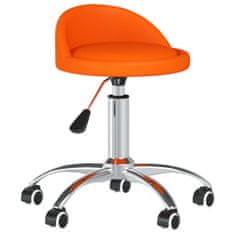 Vidaxl Vrtljivi namizni stol, oranžne barve, oblazinjen z umetnim usnjem
