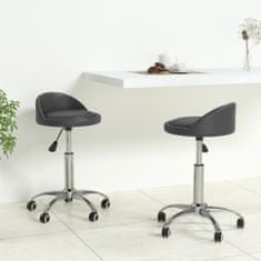 Vidaxl Vrtljivi namizni stoli, 2 kosa, sivi, oblazinjeni z umetnim usnjem