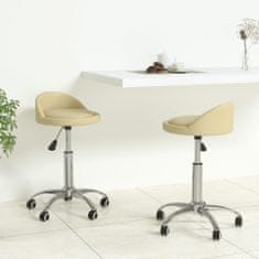 Vidaxl Vrtljivi namizni stoli, 2 kosa, krem, oblazinjeni z umetnim usnjem