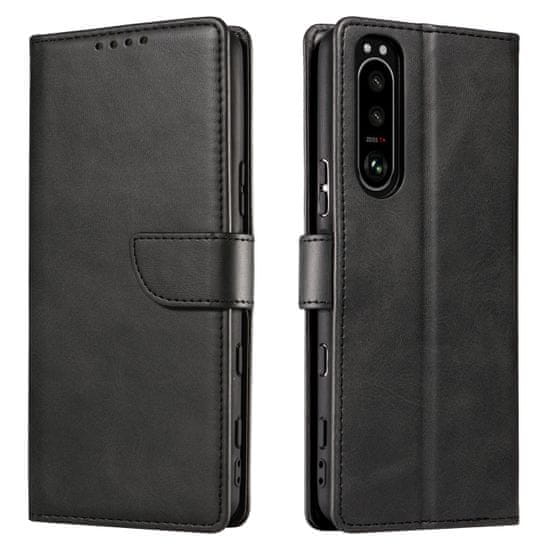 slomart magnet case eleganten etui ovitek z zavihkom in funkcijo stojala za sony xperia 1 iii črn