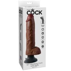 King Cock vibrirajoč dildo, 25.5 cm, rjav