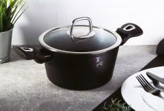 Berlingerhaus Posoda s pokrovom z marmornato površino 20 cm Black Silver Collection BH-1851