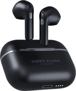 čudovite luksuzne slušalke Happy Plugs Hope, tehnologija Bluetooth, lahka udobna polnilna škatla, mikrofon za prostoročno telefoniranje, Biomaster tehnologija za uničevanje bakterij