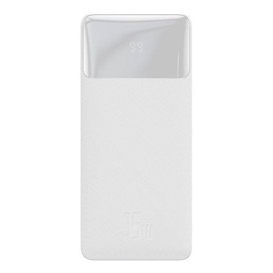 BASEUS Bipow Power Bank 10000mAh 2x USB / USB-C / micro USB 15W, bela