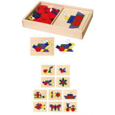 Viga Toys Leseni geometrijski mozaik Viga Toys Dienesa Puzzle Blocks 148 el Montessori