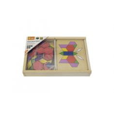 Viga Toys Leseni geometrijski mozaik Viga Toys Dienesa Puzzle Blocks 148 el Montessori