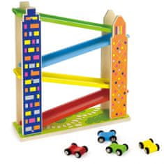 Viga Toys  Lesena avtomobilska steza City 4 avtomobili