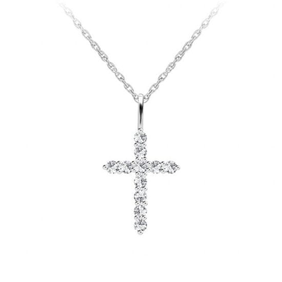 Preciosa Dizajnerska srebrna ogrlica Tender Cross s kubičnim cirkonijem Preciosa 5332 00