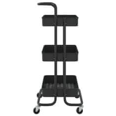Greatstore 3-nadstropni kuhinjski voziček črn 42x25x83,5 cm železo in ABS