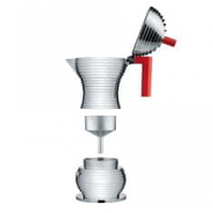 Alessi Pulcina kafetiera espresso za 6 skodelic / rdeč ročaj / indukcija / aluminij