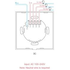 Sonoff T1EU3C-TX pametno stensko stikalo, Wi-Fi + RF433, trojno