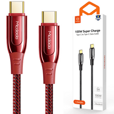 Mcdodo MCDODO FROST KABEL USB TYPE C PD 2.0 QC 4.0 5A 100W 2M RDEČI CA-8124