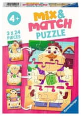 Ravensburger Sestavljanka Mix&Match: Moji prijatelji s kmetije 3x24 kosov