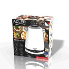 Adler inovativen kuhalnik iz nerjavečega jekla 1,7 l z LCD-zaslonom in nadzorom temperature, bel