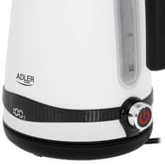 Adler inovativen kuhalnik iz nerjavečega jekla 1,7 l z LCD-zaslonom in nadzorom temperature, bel