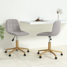 Vidaxl Vrtljivi namizni stoli, 2 kosa, svetlo sive barve, oblazinjeni z žametom