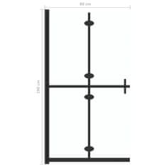 Vidaxl Zložljiva pregrada za tuš prozorno ESG steklo 80x190 cm